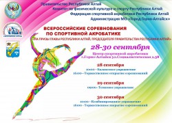 В Горно-Алтайске пройдут Всероссийские соревнования по спортивной акробатике на приз Главы Республики Алтай